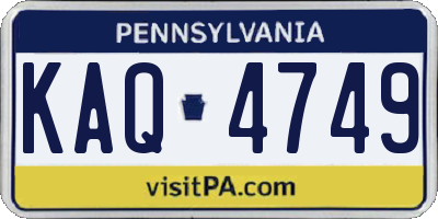 PA license plate KAQ4749