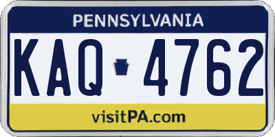 PA license plate KAQ4762