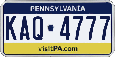 PA license plate KAQ4777