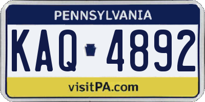 PA license plate KAQ4892