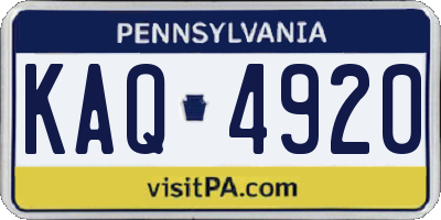 PA license plate KAQ4920