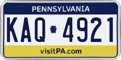 PA license plate KAQ4921