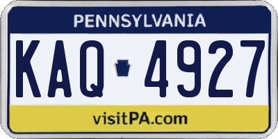 PA license plate KAQ4927