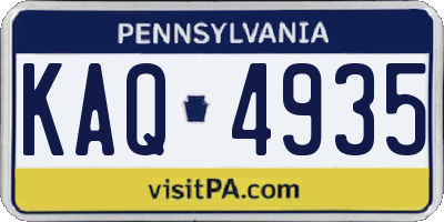 PA license plate KAQ4935