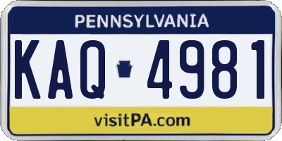 PA license plate KAQ4981