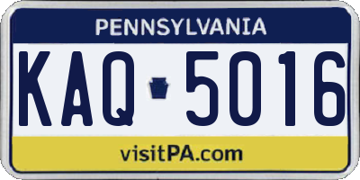 PA license plate KAQ5016