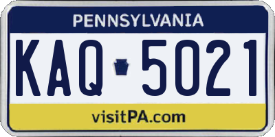 PA license plate KAQ5021