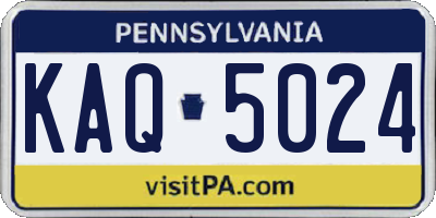 PA license plate KAQ5024