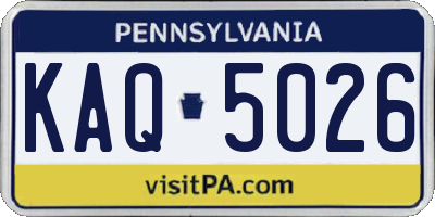 PA license plate KAQ5026