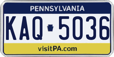 PA license plate KAQ5036