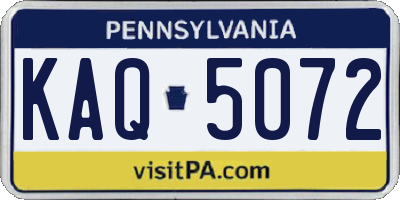 PA license plate KAQ5072