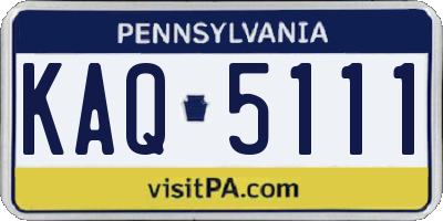PA license plate KAQ5111