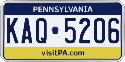 PA license plate KAQ5206