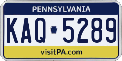 PA license plate KAQ5289