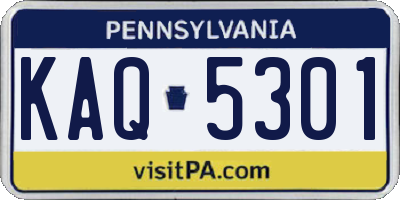 PA license plate KAQ5301