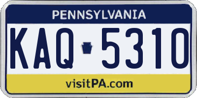 PA license plate KAQ5310