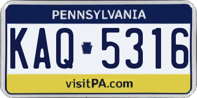 PA license plate KAQ5316