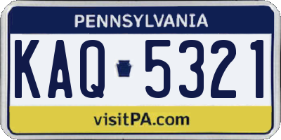 PA license plate KAQ5321