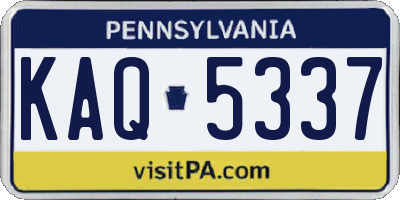 PA license plate KAQ5337