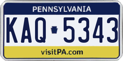 PA license plate KAQ5343