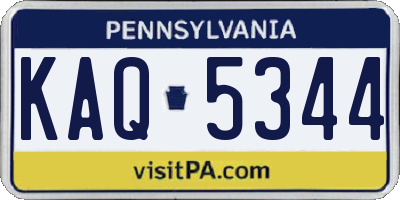PA license plate KAQ5344