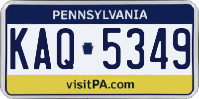 PA license plate KAQ5349