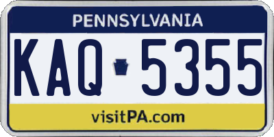 PA license plate KAQ5355