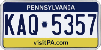 PA license plate KAQ5357