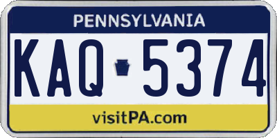 PA license plate KAQ5374