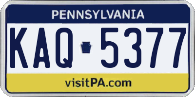 PA license plate KAQ5377