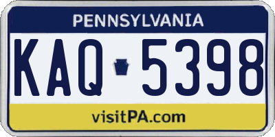 PA license plate KAQ5398
