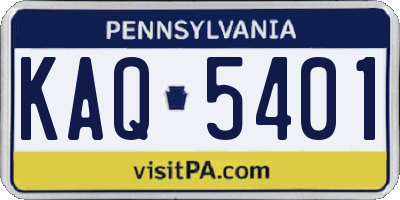 PA license plate KAQ5401