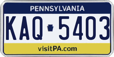 PA license plate KAQ5403