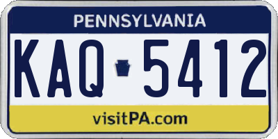 PA license plate KAQ5412