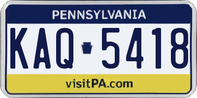 PA license plate KAQ5418