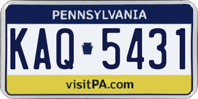 PA license plate KAQ5431