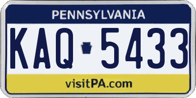 PA license plate KAQ5433