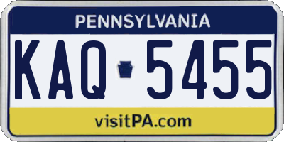 PA license plate KAQ5455