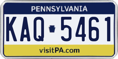 PA license plate KAQ5461
