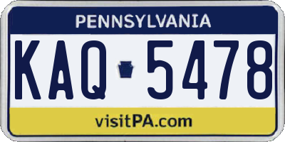 PA license plate KAQ5478
