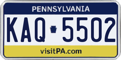 PA license plate KAQ5502