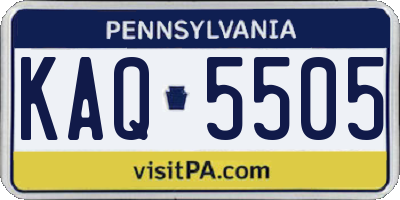 PA license plate KAQ5505