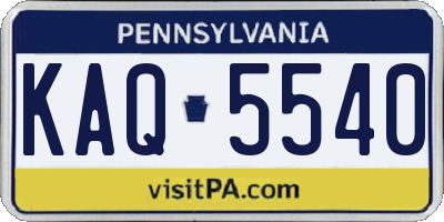 PA license plate KAQ5540