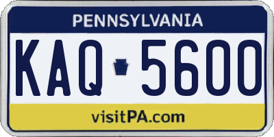 PA license plate KAQ5600