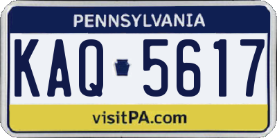 PA license plate KAQ5617