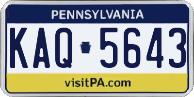 PA license plate KAQ5643
