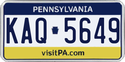 PA license plate KAQ5649