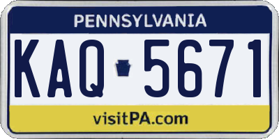 PA license plate KAQ5671