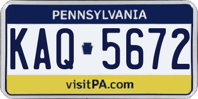 PA license plate KAQ5672