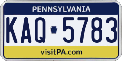 PA license plate KAQ5783